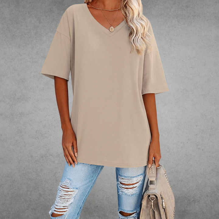 Oversize-T-Shirt mit V-Ausschnitt für Damen