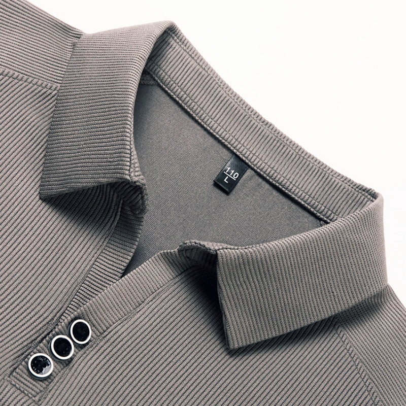 Maglietta Uomo a Maniche Lunghe Elegante con Bottoni in Metallo e Design a Nido d'Ape 1
