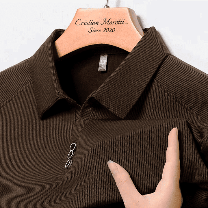 Maglietta Uomo a Maniche Lunghe Elegante con Bottoni in Metallo e Design a Nido d'Ape 4
