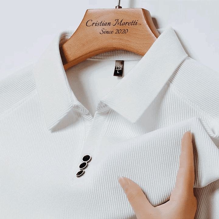 Maglietta Uomo a Maniche Lunghe Elegante con Bottoni in Metallo e Design a Nido d'Ape 7