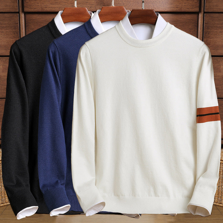 Klassischer Herrenstreifenpullover – Eleganter Herbst-/Winterpullover