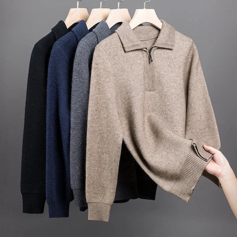Eleganter Herrenpullover mit halbem Reißverschluss für die kühleren Jahreszeiten
