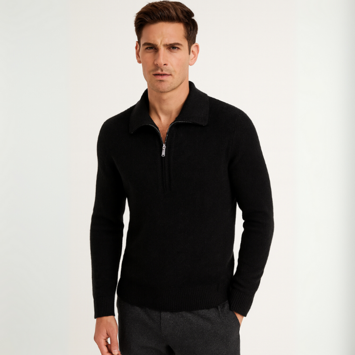 Eleganter Herrenpullover mit halbem Reißverschluss für die kühleren Jahreszeiten