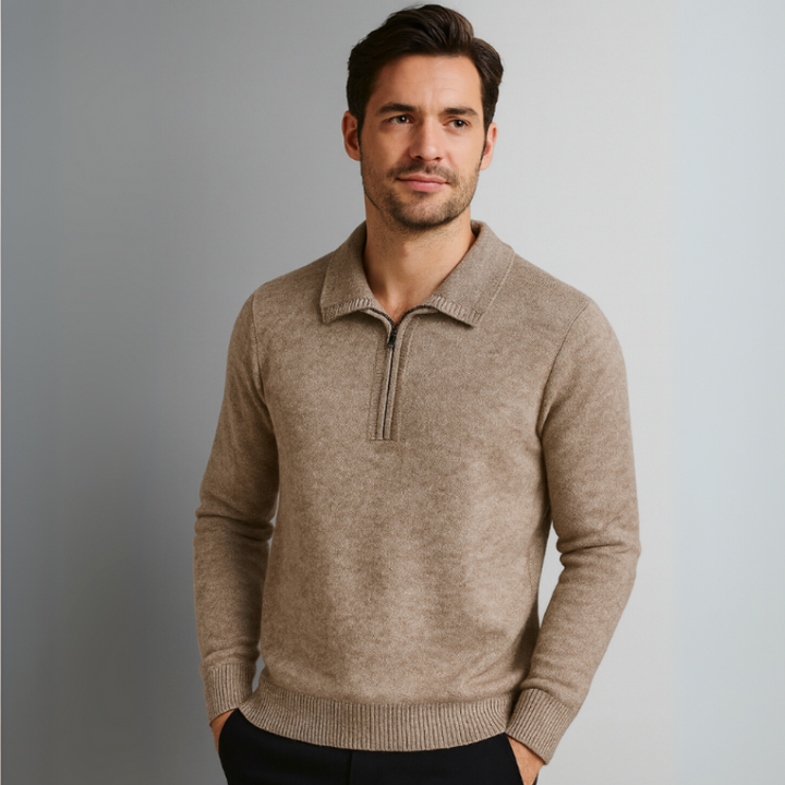 Eleganter Herrenpullover mit halbem Reißverschluss für die kühleren Jahreszeiten