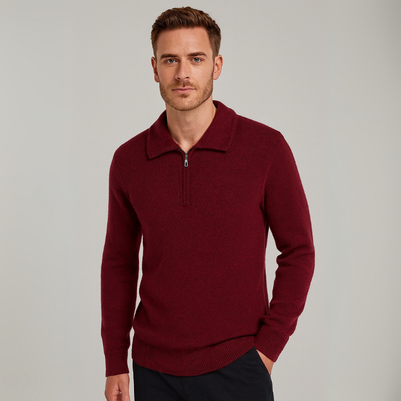 Eleganter Herrenpullover mit halbem Reißverschluss für die kühleren Jahreszeiten