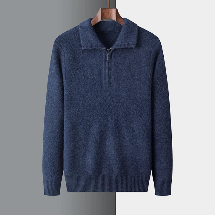Eleganter Herrenpullover mit halbem Reißverschluss für die kühleren Jahreszeiten