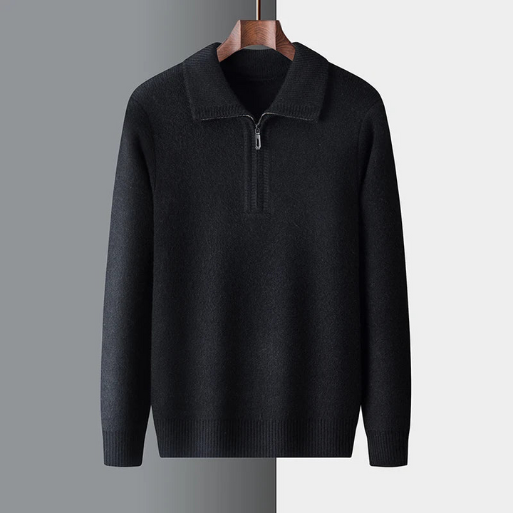Eleganter Herrenpullover mit halbem Reißverschluss für die kühleren Jahreszeiten