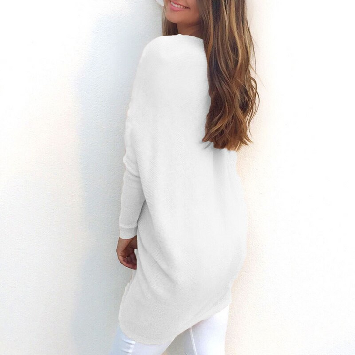 Langer Pullover für Damen mit V-Ausschnitt - Eleganter und vielseitiger Damenpullover