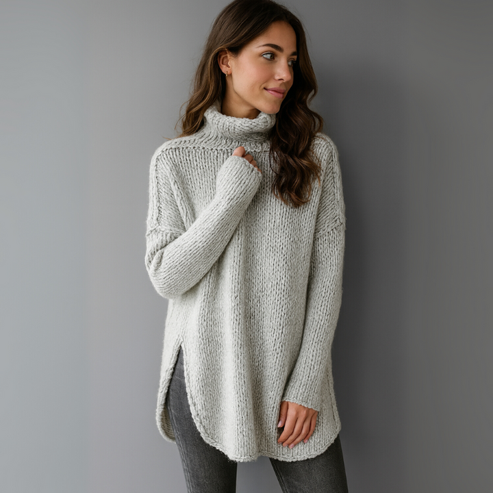 Oversize-Pullover für Damen mit hohem Kragen für den Winter