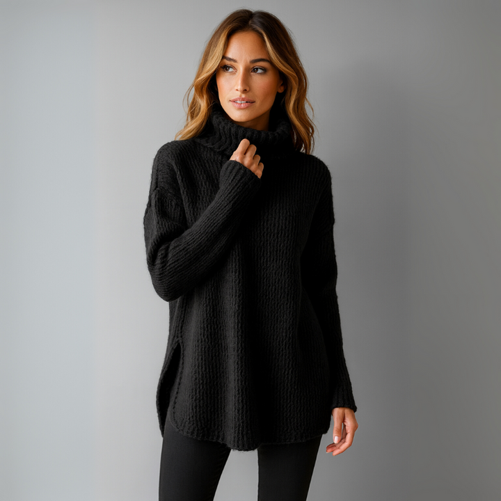 Oversize-Pullover für Damen mit hohem Kragen für den Winter