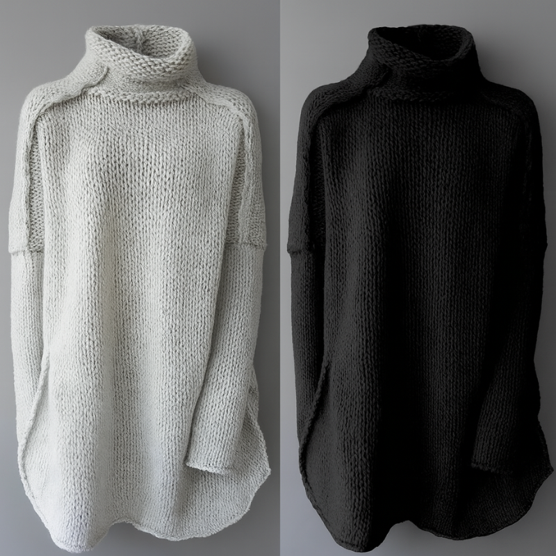 Oversize-Pullover für Damen mit hohem Kragen für den Winter