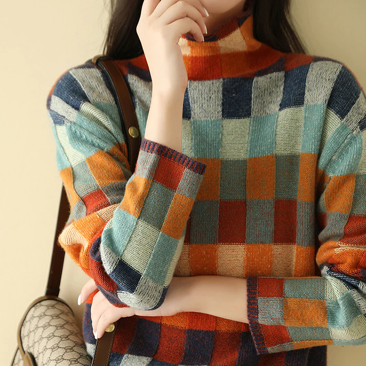 Maglione Donna Collo Alto Colorato per Autunno Inverno, Design Vivace e Confortevole 1
