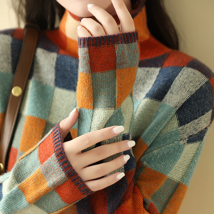 Maglione Donna Collo Alto Colorato per Autunno Inverno, Design Vivace e Confortevole 5
