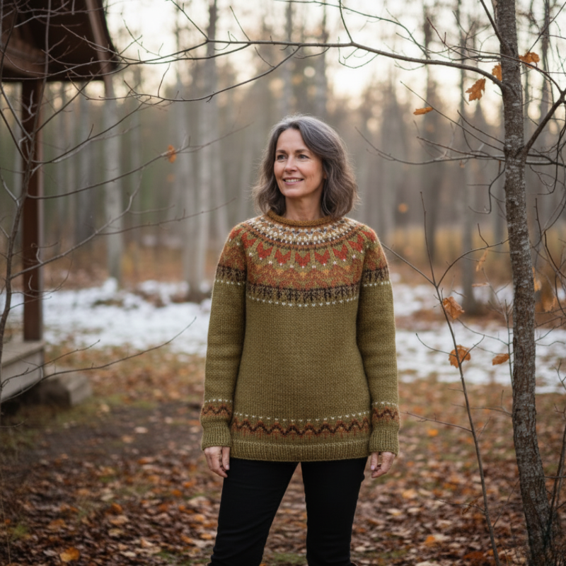 Maglione Femminile in Lana con Motivo Isola Fiera – Caldo e Accogliente per Inverno, Maniche Lunghe e Fit Regolare 1