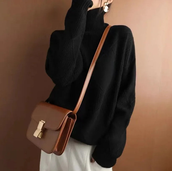 Maglione Turtleneck Donna in Cashmere con Motivo a Diamante - Elegante e Confortevole 5