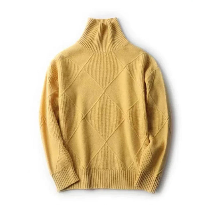 Maglione Turtleneck Donna in Cashmere con Motivo a Diamante - Elegante e Confortevole 6