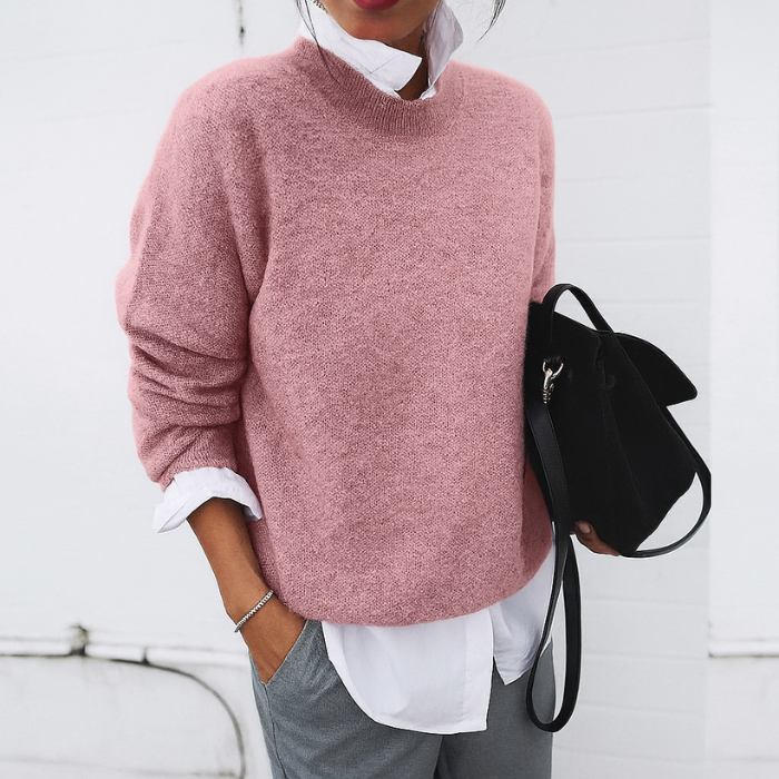 Eleganter und warmer Damenpullover mit langen Ärmeln und V-Ausschnitt, vielseitig für jeden Anlass