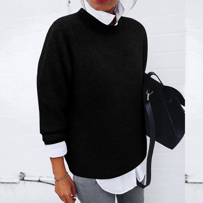 Eleganter und warmer Damenpullover mit langen Ärmeln und V-Ausschnitt, vielseitig für jeden Anlass