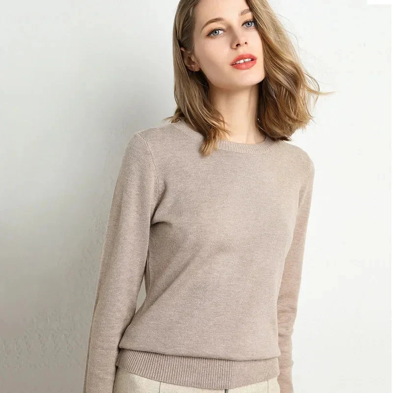 Maglione da Donna Slim Fit a Coste con Collo O per Comfort e Stile 0