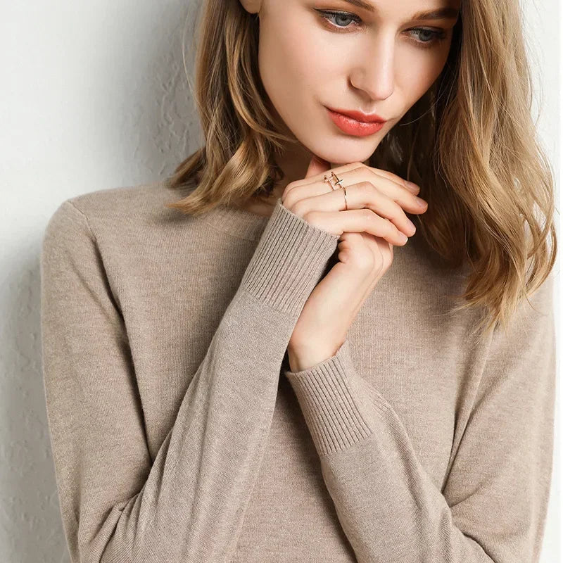 Maglione da Donna Slim Fit a Coste con Collo O per Comfort e Stile 1