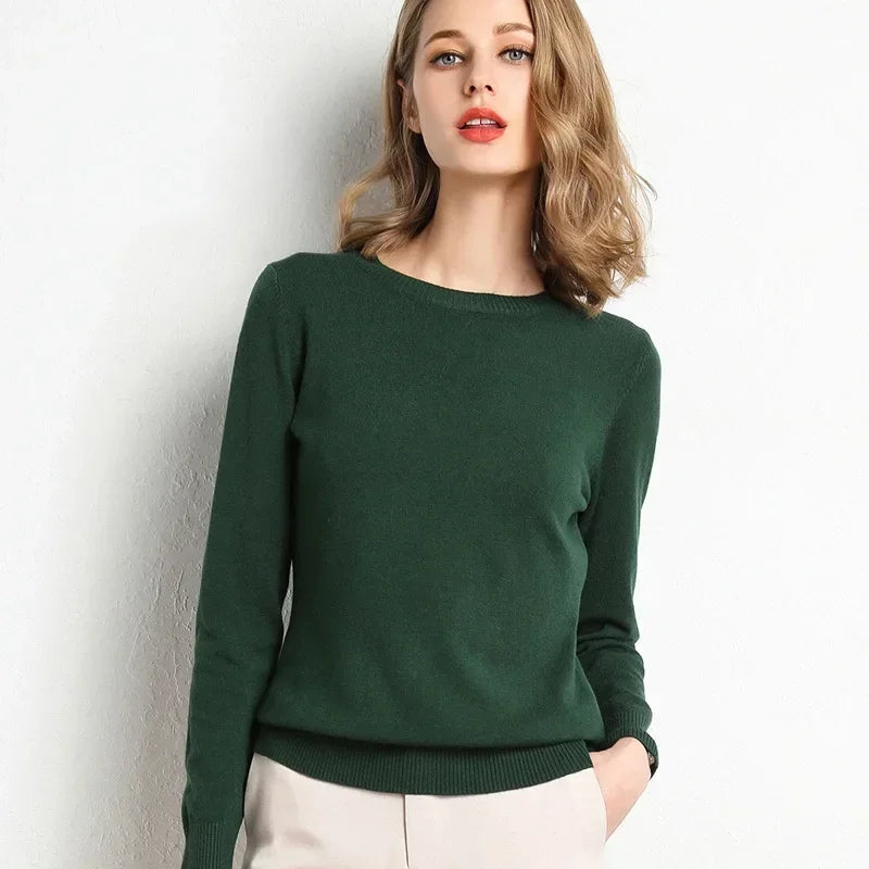 Maglione da Donna Slim Fit a Coste con Collo O per Comfort e Stile 4