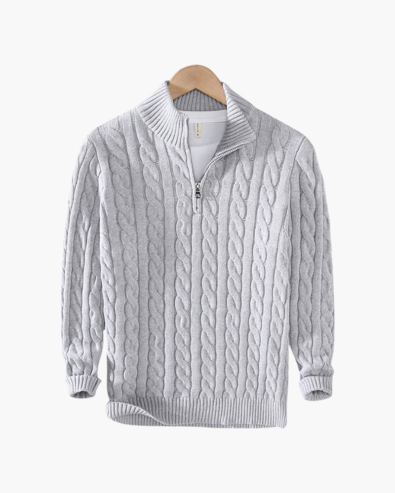 Maglione da Uomo Collo Alto con Zip Mezzo e Maniche Lunghe, Pullover Elegante per Stile e Comfort 0