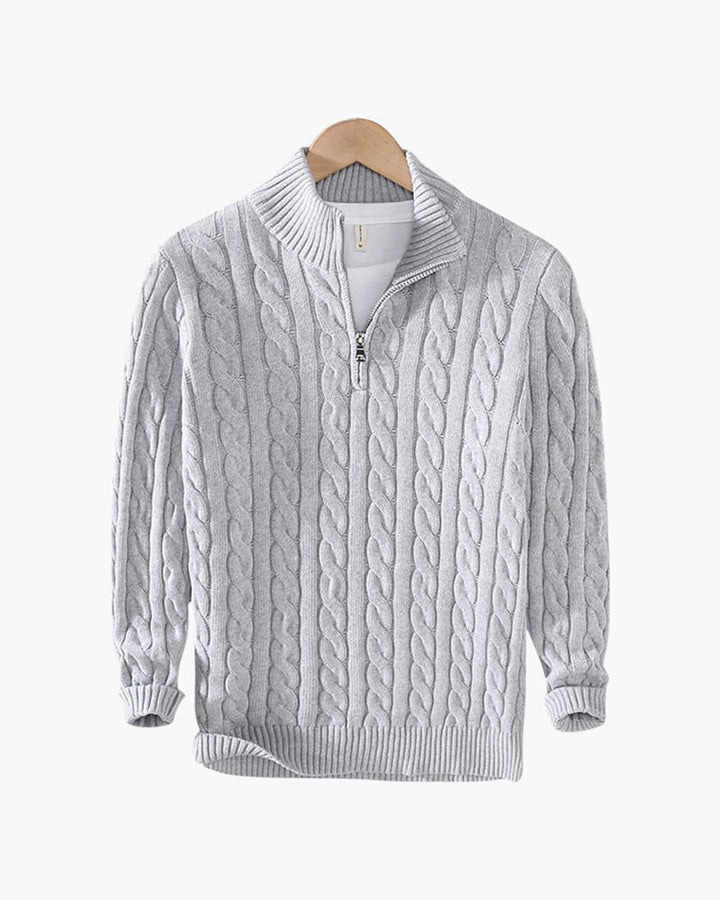 Maglione da Uomo Collo Alto con Zip Mezzo e Maniche Lunghe, Pullover Elegante per Stile e Comfort 0