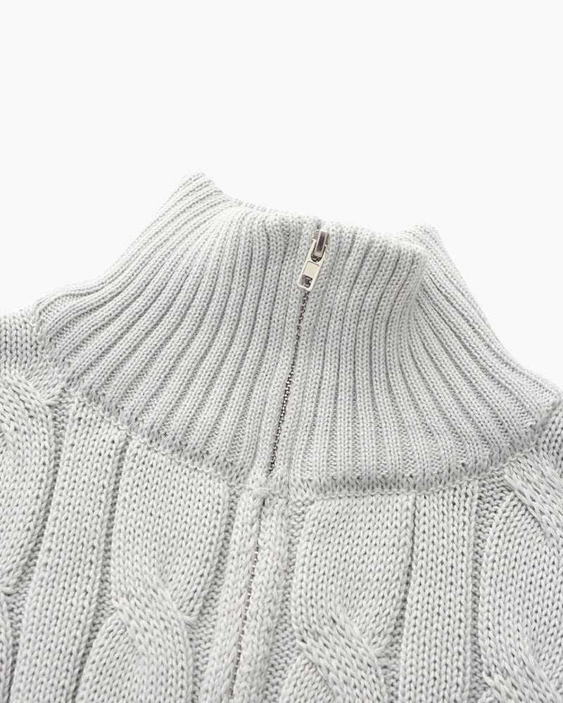 Maglione da Uomo Collo Alto con Zip Mezzo e Maniche Lunghe, Pullover Elegante per Stile e Comfort 3
