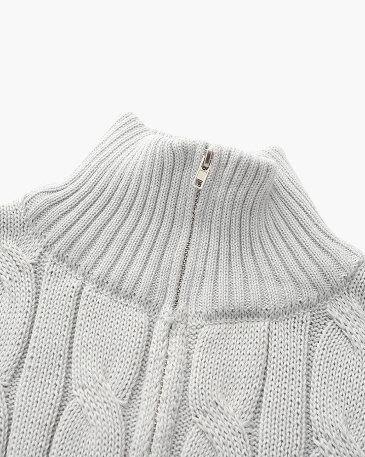 Maglione da Uomo Collo Alto con Zip Mezzo e Maniche Lunghe, Pullover Elegante per Stile e Comfort 3