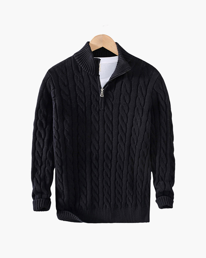Maglione da Uomo Collo Alto con Zip Mezzo e Maniche Lunghe, Pullover Elegante per Stile e Comfort 8