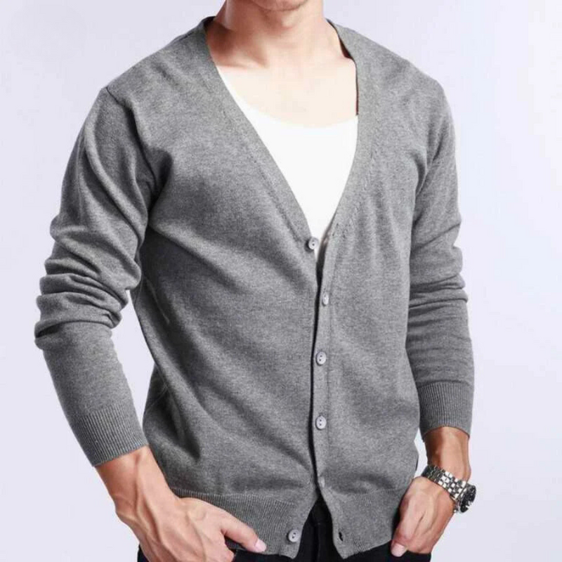 Herren-Cardigan mit V-Ausschnitt und Knöpfen