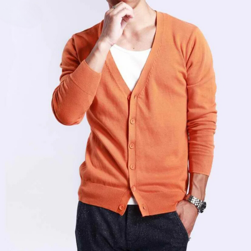 Herren-Cardigan mit V-Ausschnitt und Knöpfen