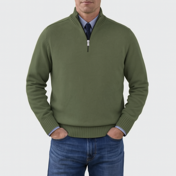 Herrenpullover mit halbem Reißverschluss - Eleganter Herrenpullover für einen lässigen und bürotauglichen Look