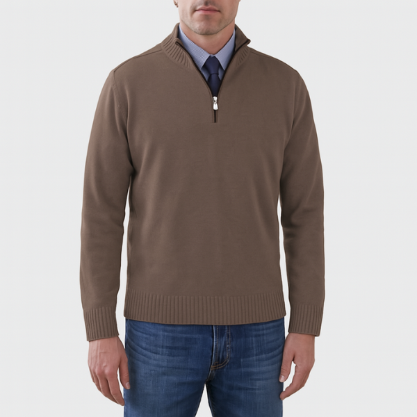 Herrenpullover mit halbem Reißverschluss - Eleganter Herrenpullover für einen lässigen und bürotauglichen Look