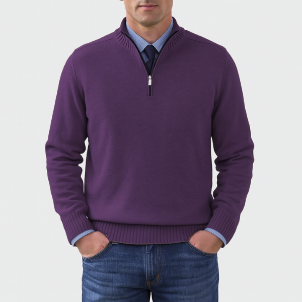 Herrenpullover mit halbem Reißverschluss - Eleganter Herrenpullover für einen lässigen und bürotauglichen Look