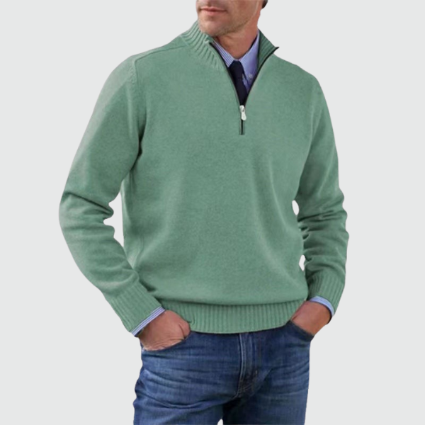 Herrenpullover mit halbem Reißverschluss - Eleganter Herrenpullover für einen lässigen und bürotauglichen Look