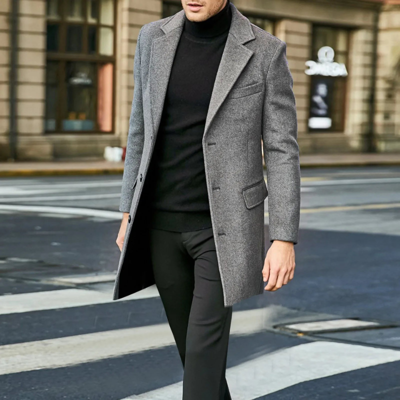 Slim Fit Wintermantel für Herren mit Knopfverschluss