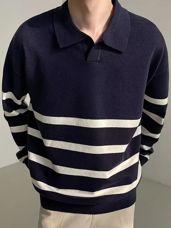 Herrenpullover mit klassischem Design und normaler Passform in Streifen