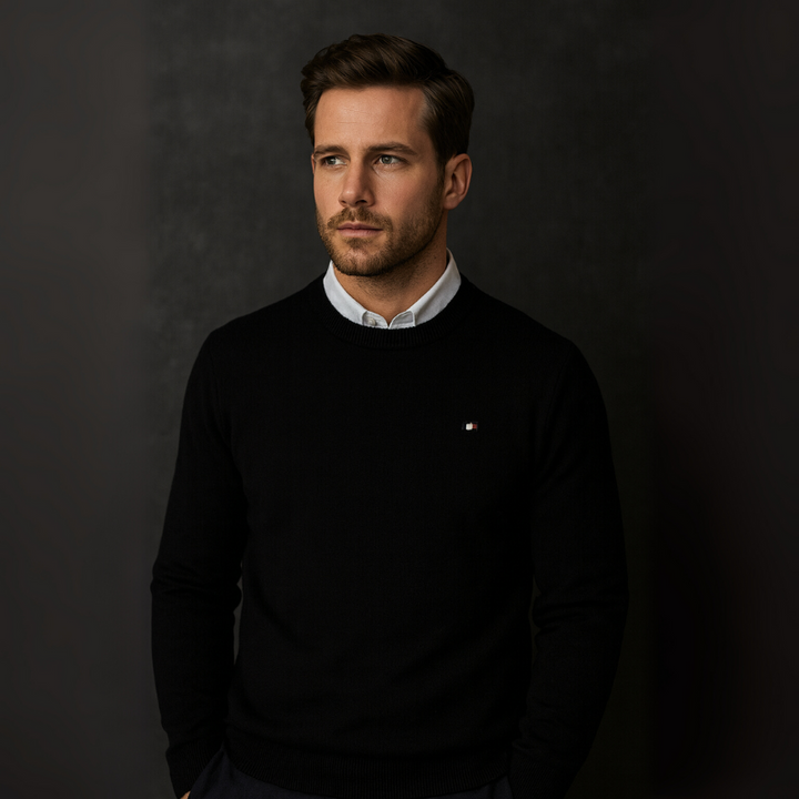Herrenpullover aus Merinowolle mit Rundhalsausschnitt