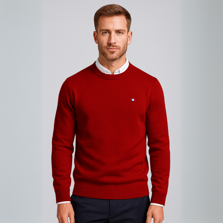 Herrenpullover aus Merinowolle mit Rundhalsausschnitt