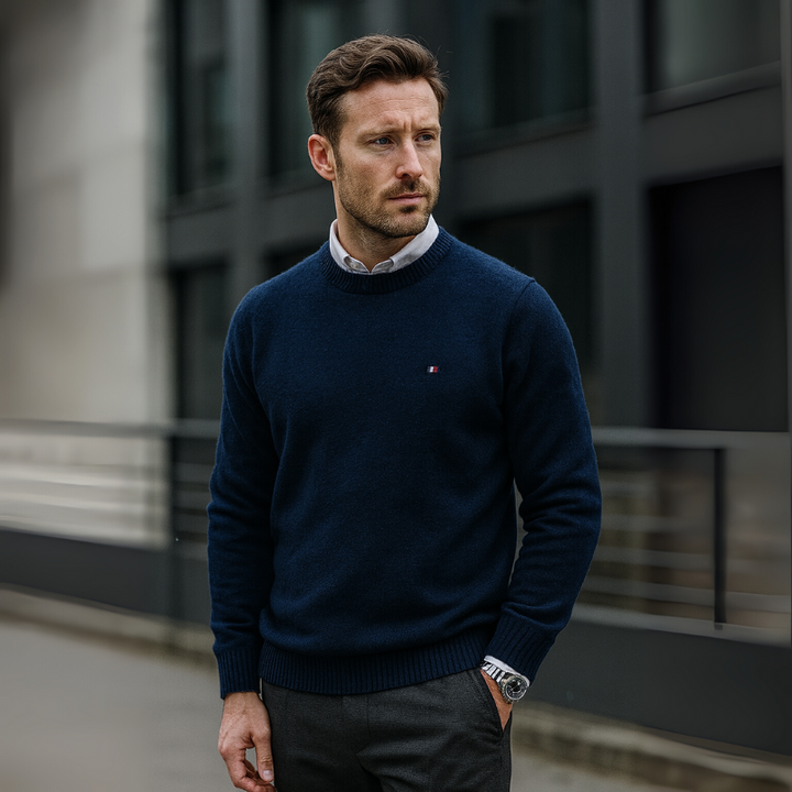 Herrenpullover aus Merinowolle mit Rundhalsausschnitt