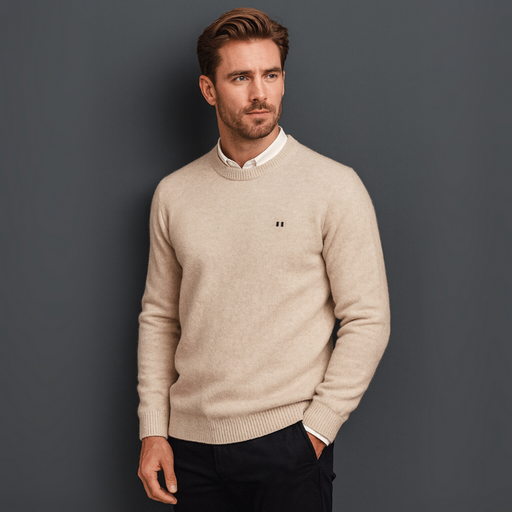 Herrenpullover aus Merinowolle mit Rundhalsausschnitt