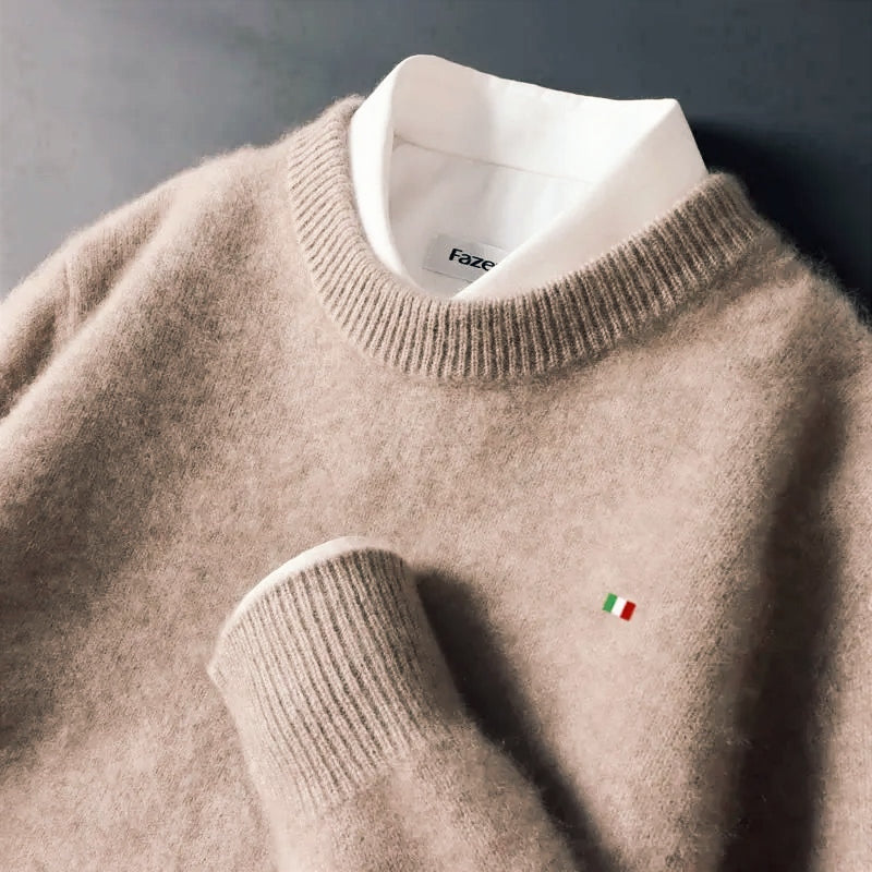 Herrenpullover aus Merinowolle mit Rundhalsausschnitt