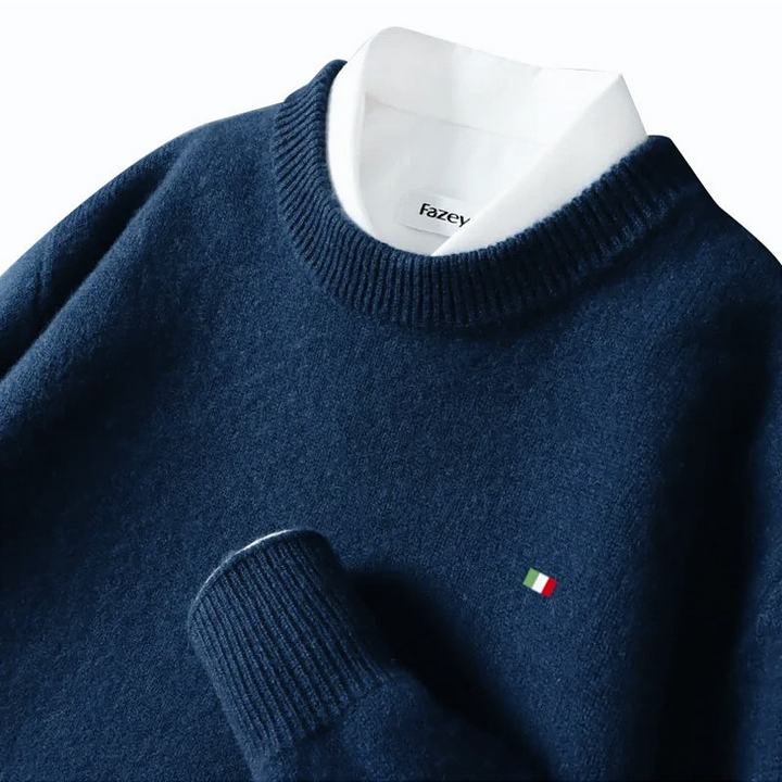 Herrenpullover aus Merinowolle mit Rundhalsausschnitt