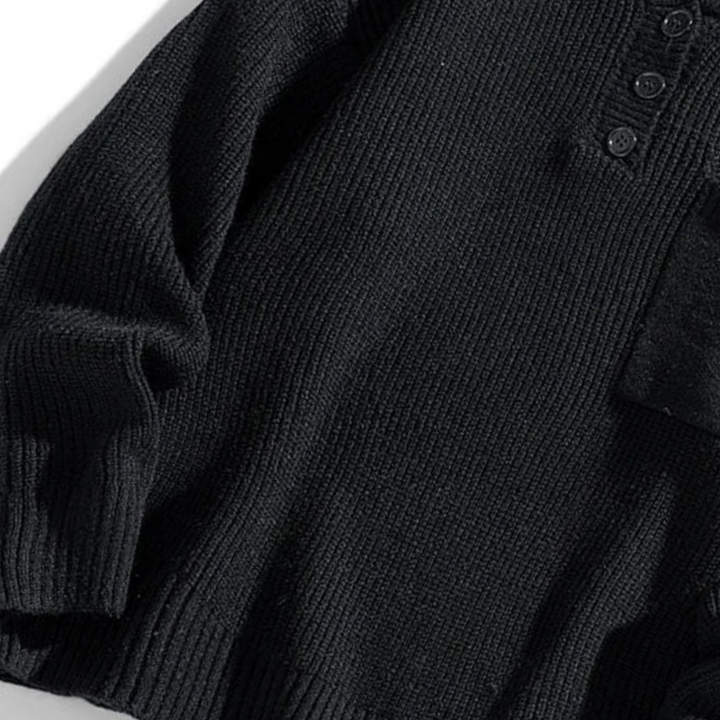 Herrenpullover aus Merinowolle mit Henley-Kragen