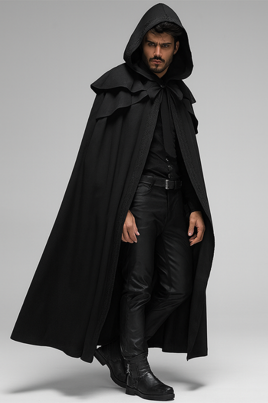 Mantello Hombre con Capucha Gótico Elegante para Festival y Ocasiones Especiales