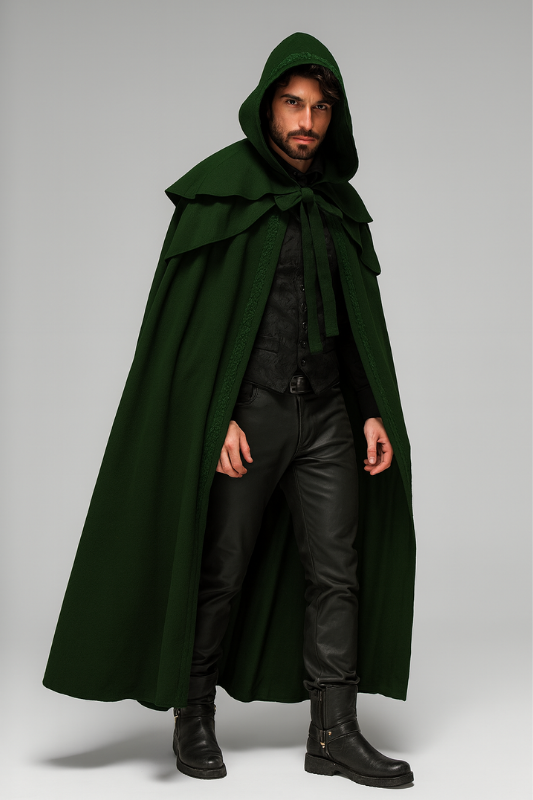 Mantello Hombre con Capucha Gótico Elegante para Festival y Ocasiones Especiales