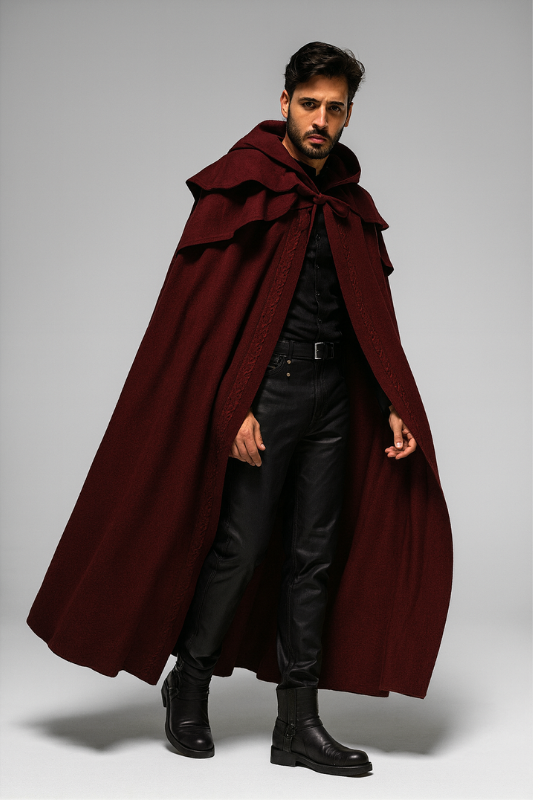 Mantello Hombre con Capucha Gótico Elegante para Festival y Ocasiones Especiales