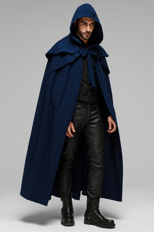 Mantello Hombre con Capucha Gótico Elegante para Festival y Ocasiones Especiales