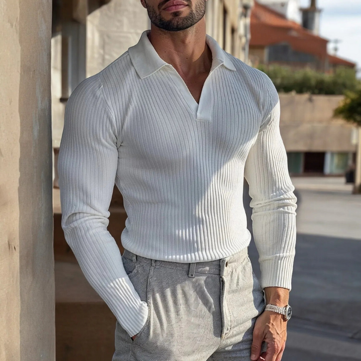 Mattia Soft Cotton Muscle Fit Sweater - Stile Elegante per Uomo